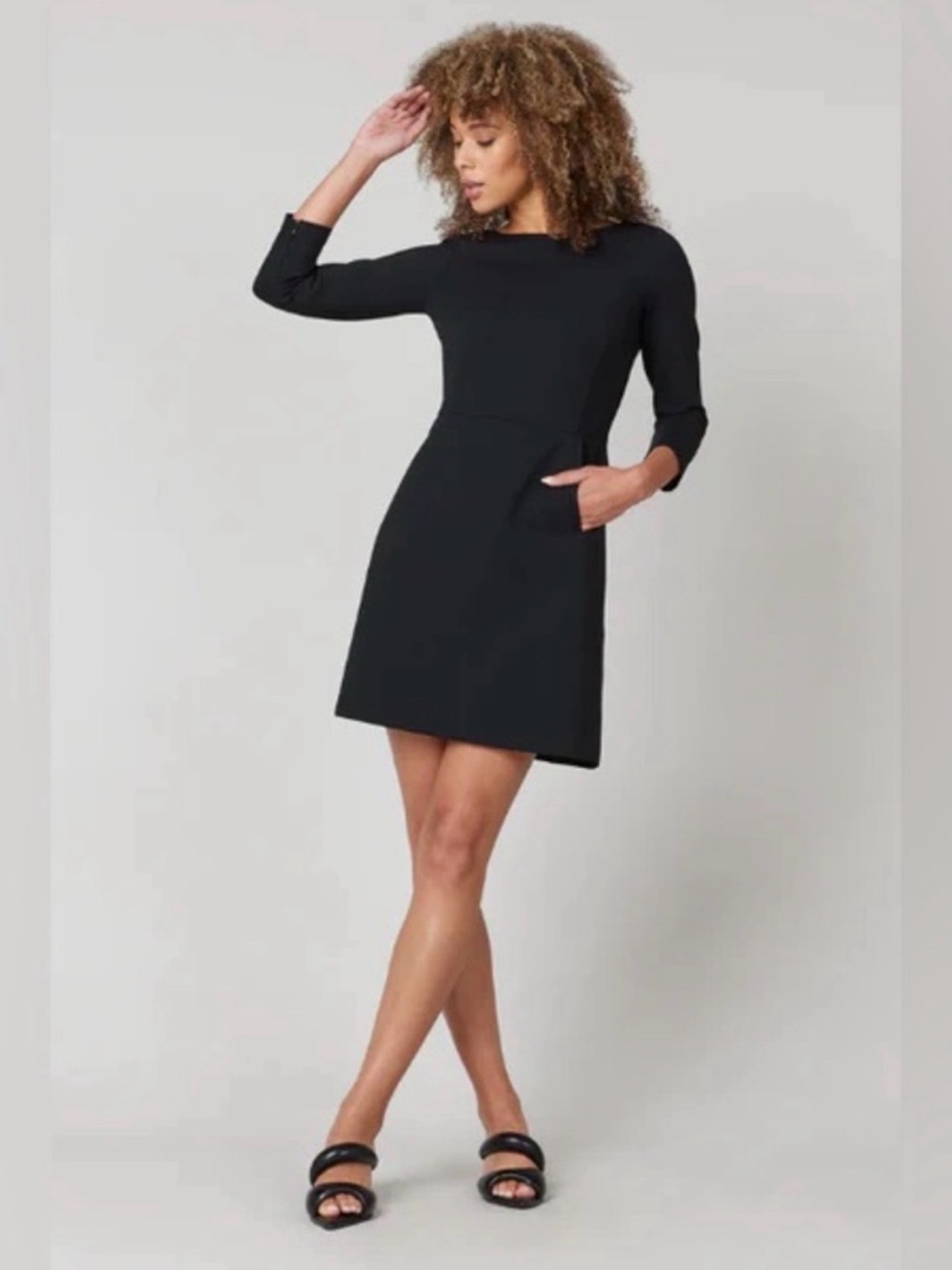SPANX Black Three-Quarter Sleeve Perfect A Line Dress